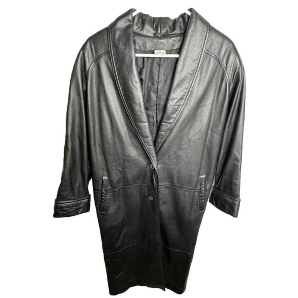 Spiegel Black Leather Long Coat